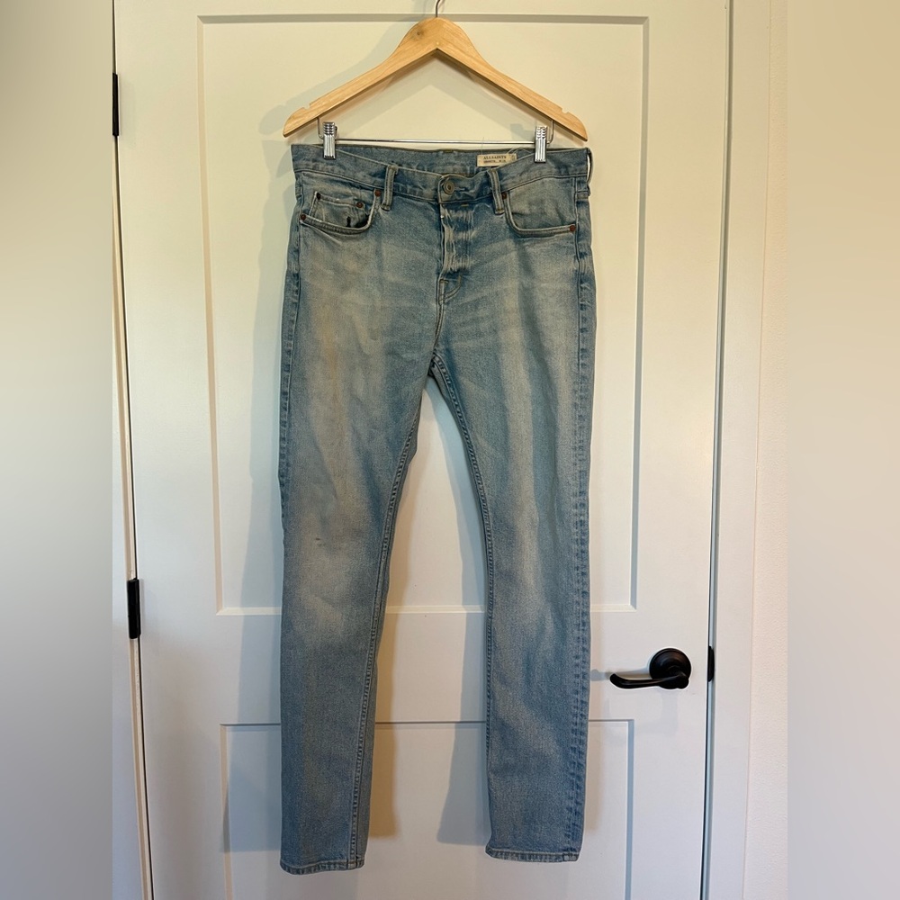 All Saints light wash Cigarette moto Jeans size 33x32